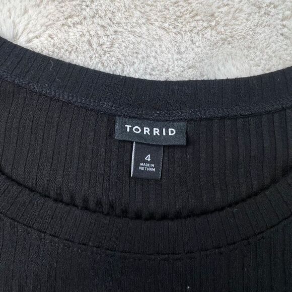 Torrid Top Flutter Sleeve Ruffle Ribbed Blouse Office Black Plus Size 4X - Picture 3 of 8